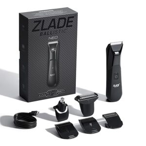 Zlade Ballistic Neo All in One Trimmer for Men, Beard, Balls, Pubic Hair & Private Parts | 3 Heads, Beard & Body + Nose & Ear + Face & Body Shaver | Waterproof, No Nicks or Cuts | 7000 RPM | 90 Mins Runtime | USB-C Charging