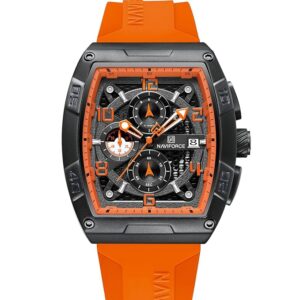 NAVIFORCE NF8052 Luminous Hollow Dial Barrel-Shaped Silicon Strap Sports Watch